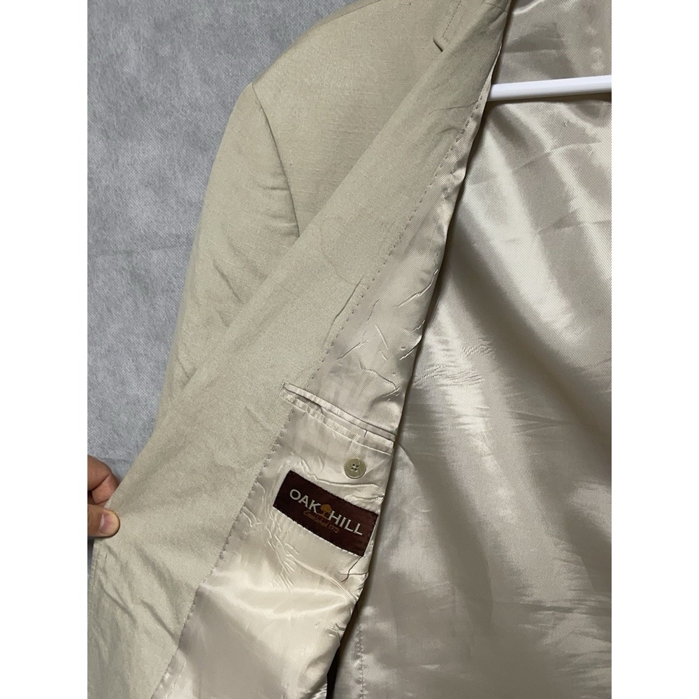 Oak Hill Blazer Men's 2XL Beige Linen Blend 2B Flannel Academia DXL 50-52R Luxe - Picture 10 of 11